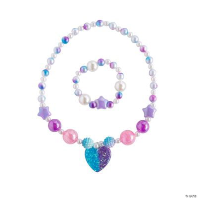 Colorful Bead Necklaces Jewelry Bracelet Set Birthday Decor Kids Necklaces Pq 