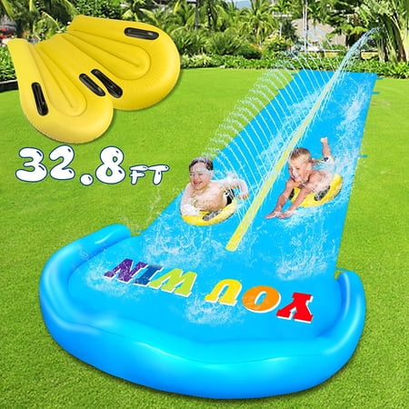 Terra Slip and Slide for Adults and Toddlers 16FT Double Outdoor Water Slide with 2 Surfboards  Splash Sprinkler Slide  Sports Garden Summer Water Slides Play Toys