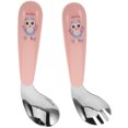 thumbnail image 1 of 1 Pair Creative Curved Spoon And Fork Set For Toddlers Baby Utensils For Feeding Kids Travel Essentials Baby Silverware For Lunch Box, 1 of 8
