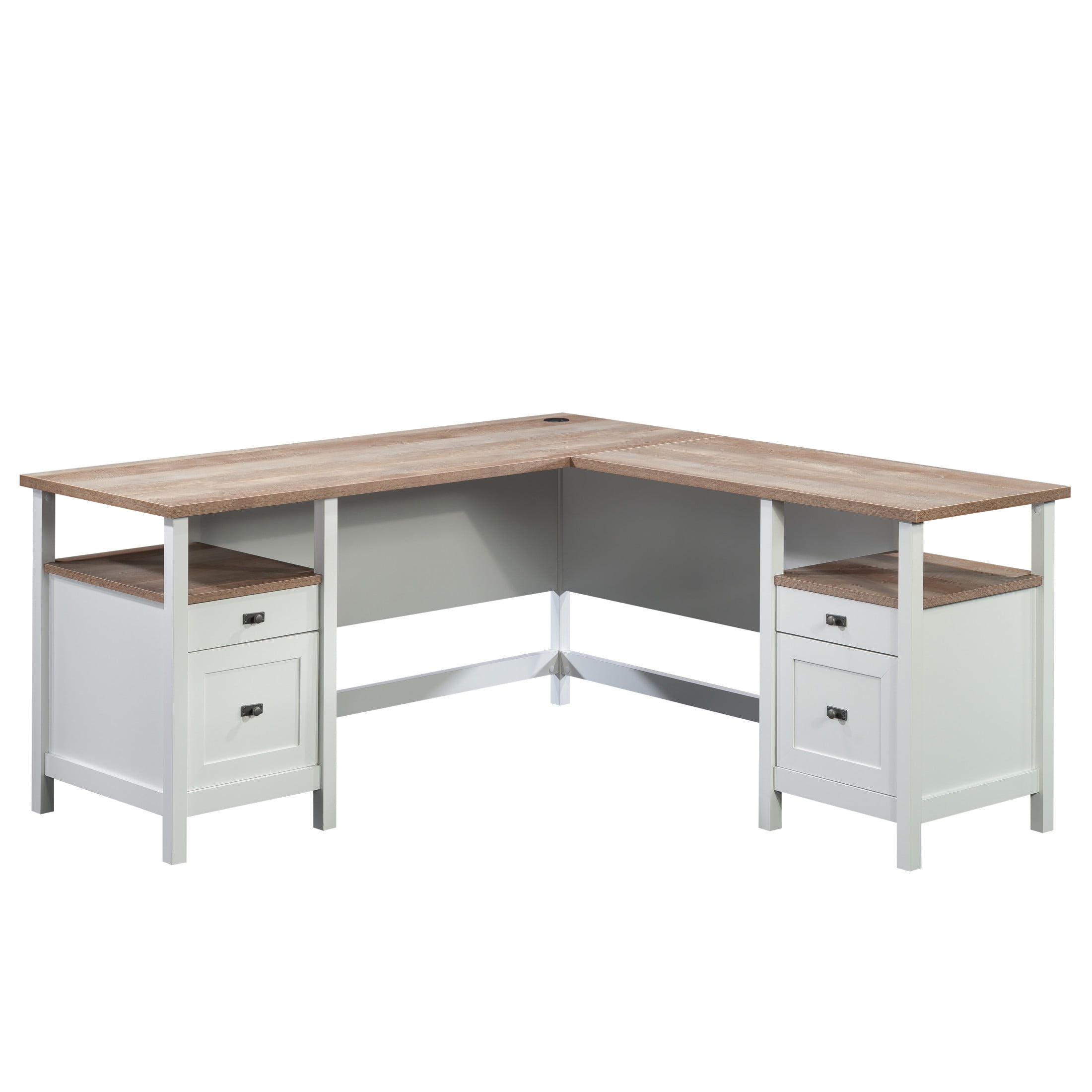 Sauder Cottage Road Engineered Wood L-Shaped Desk in White Finish