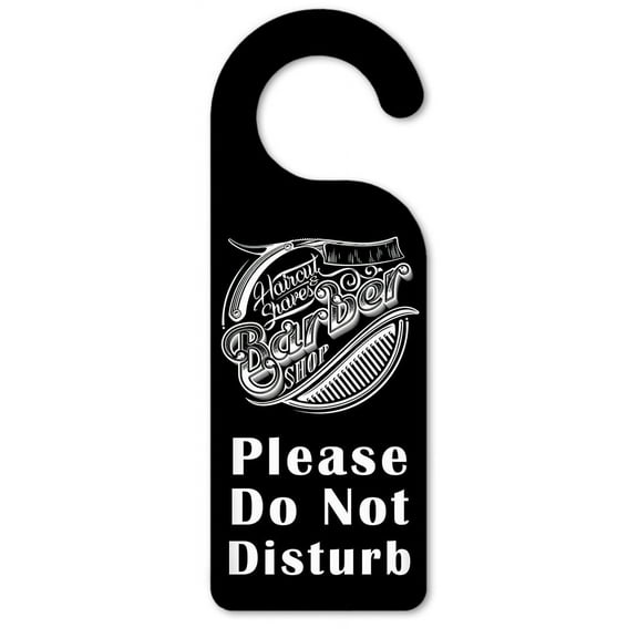 Do Not Disturb Door Knob Hanger Sign - Barber Shop Black & White