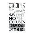 thumbnail image 1 of Set Goals Push Yourself Don'T Quite No Excuses Inspirational Quote Design Wall Art Sticker Designs Vinyl Stickers For Home House Walls Rooms Windows Bedroom Decoration Size (12x12 inch), 1 of 3