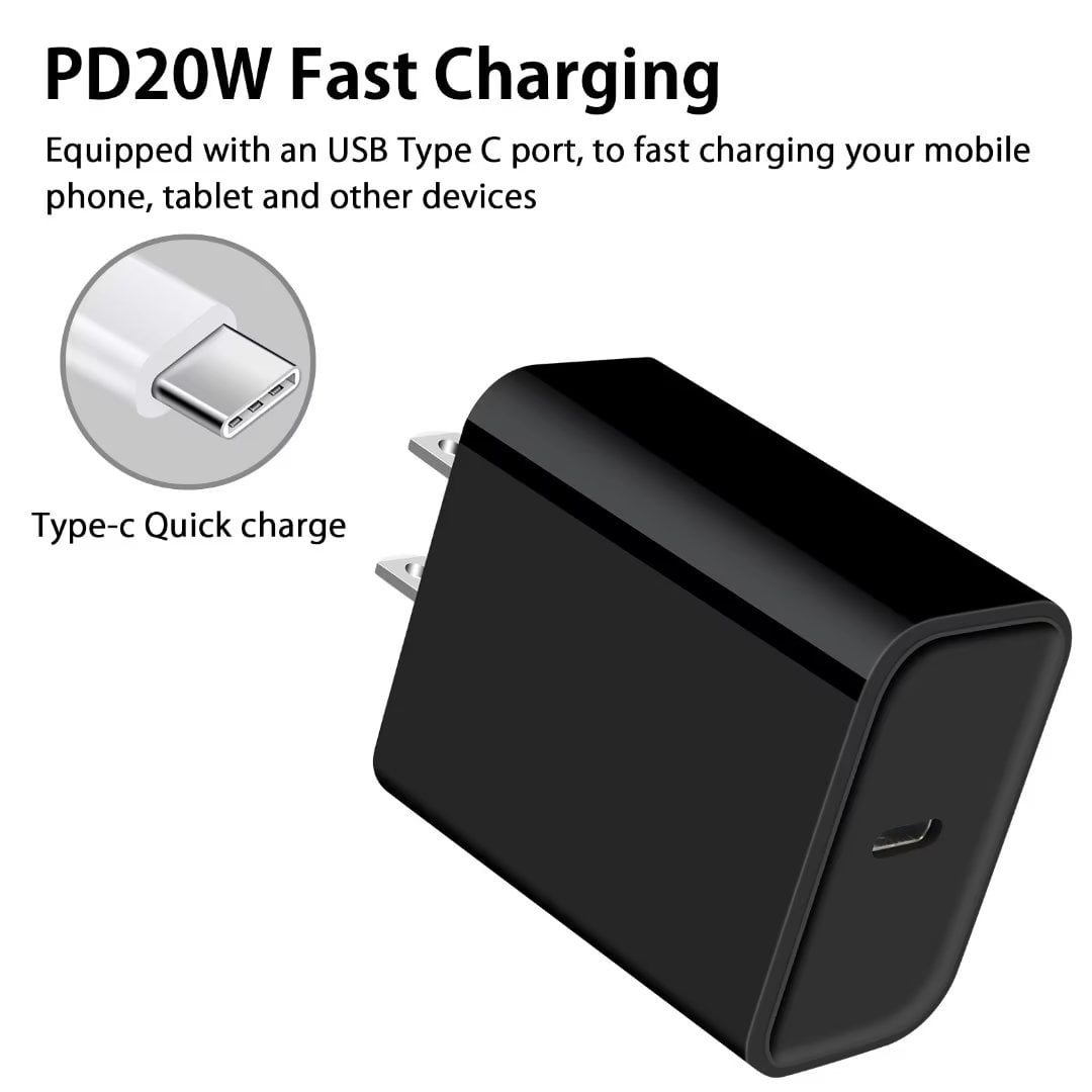 USB C Block,HAOANO 2PACK 20W PD Type C Wall Charger Block USB Charger Adapter Plug USB C Brick Power Delivery Android Fast Charger Block Phone Charger with 2PACK Usbc Charging Cable 6ft