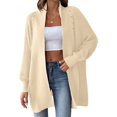thumbnail image 3 of Women Fall Winter Long Sleeve Cardigan Open Front Solid Color Block Fashion Loose Knit Sweater One Size, 3 of 9