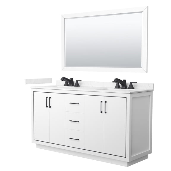 Wyndham Collection WCF111166DWBC2US3M58 Icon 66" Free Standing Double Basin Vanity Set -