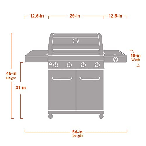 Monument Grills Larger Convertible 4 Burner Natural Gas Grill Stainless Steel Cabinet Style Propane Grills LED Controls Side Burner Without