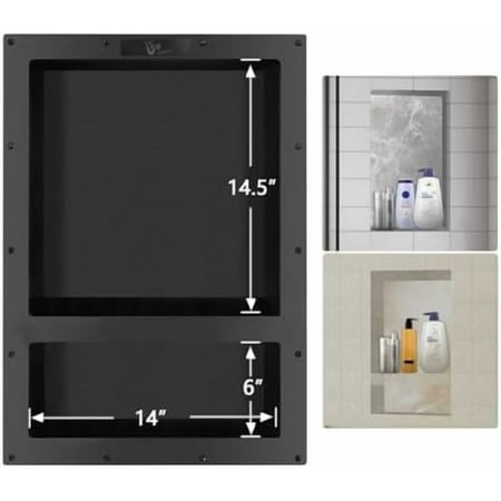 Ready Tile Double Shelf Shower Niche 25 x 17 x 4 Dimensions – Toiletry and Bathroom Niche Storage- Simple Installation with Texture Surface Shower Cubby Double Shelves Ready Tile Double Shelf Shower Niche 25 x 17 x 4 Dimensions – Toiletry and Bathroom Niche Storage- Simple Installation with Texture Surface Shower Cubby Double Shelves