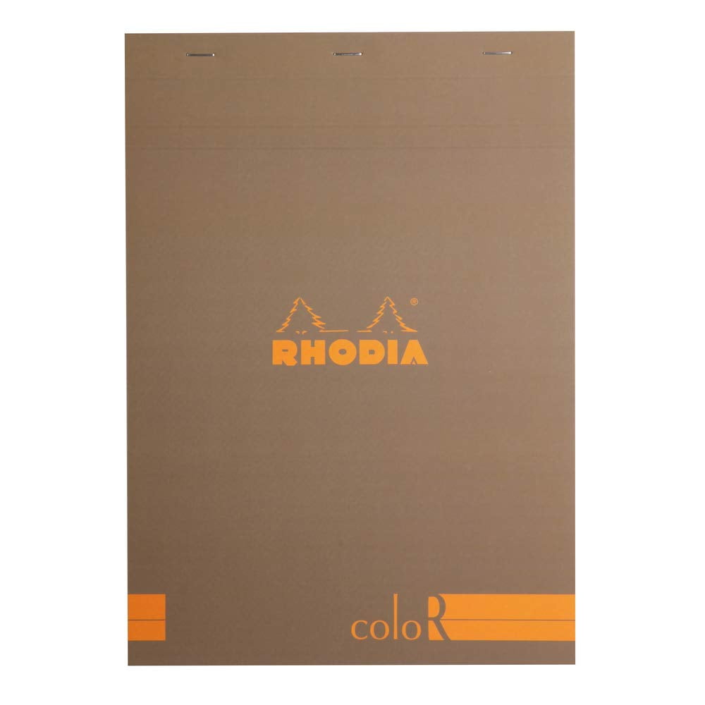 Rhodia - ColorR Premium Stapled Notepad, Taupe, Lined, 8 1/4 x 11 3/4