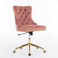 thumbnail image 4 of PORKISS Office Chair, Velvet Upholstered Home Office Chair with Gold Metal Base, Adjustable Swivel Desk Chair with Tufted Button, Pink, 4 of 11