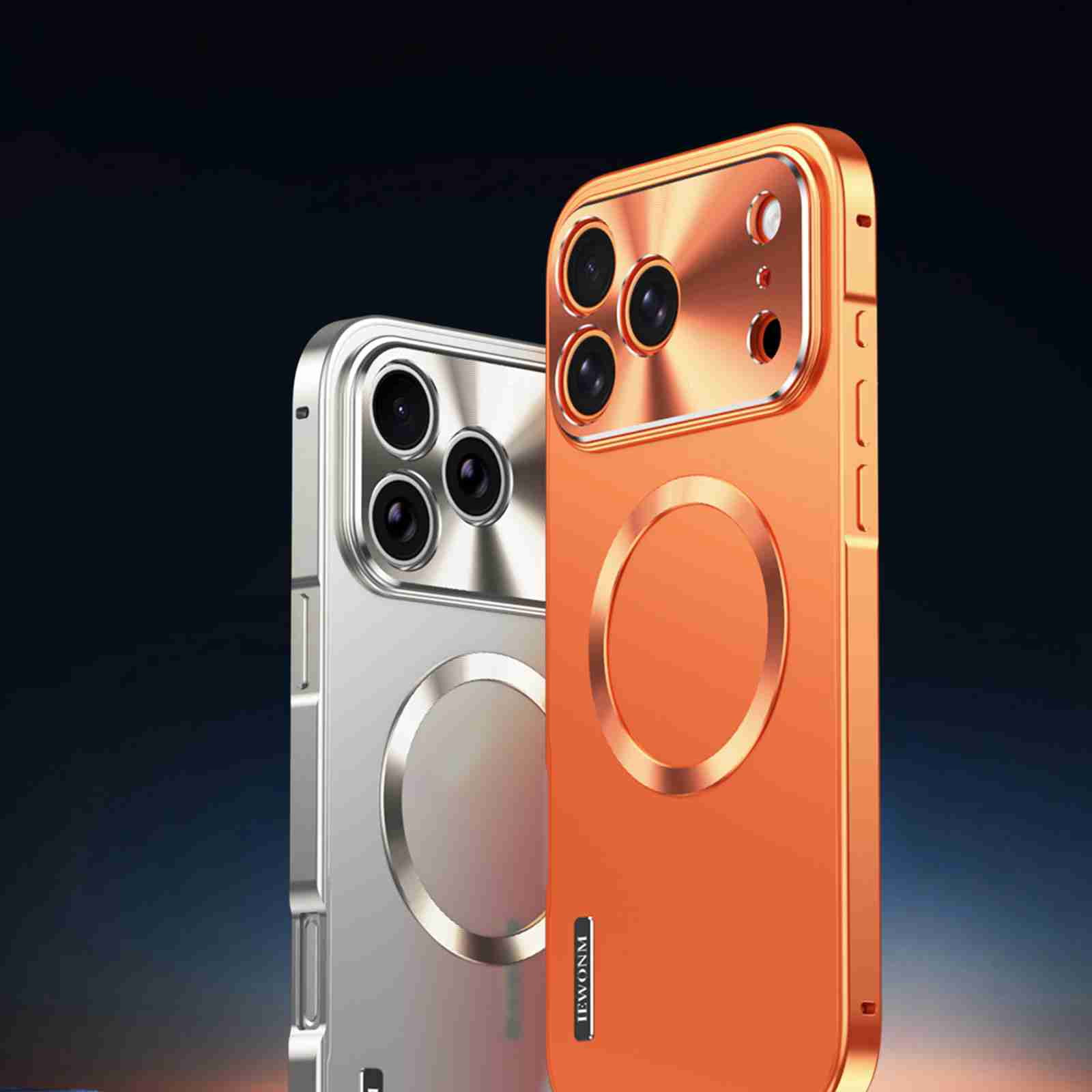 Dteck Magnetic Metal Frame Case for iPhone 17 Pro Max, Luxury Aluminum Alloy Magnetic Adsorption Cover with Built-in Lens Protector Shockproof Hard Back Cover, Titanium