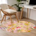 thumbnail image 4 of Spring Floral Round Area Rug 3.3 FT, Non Slip Small Entryway Kitchen Mat, Watercolor Elegant Summer Flowers Botanical Washable Soft Circular Rug Non-Shedding Door Mat for Bathroom Playroom Kids Room, 4 of 9