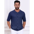 thumbnail image 4 of DARING DIVA Men's Striped Summer Short Sleeve Knitted See Through Shirts 2XL Dark Blue, 4 of 7
