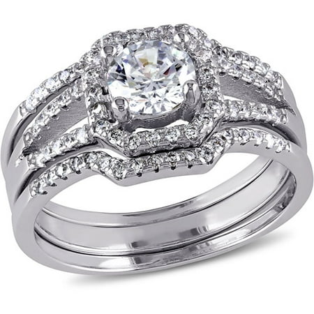 Miabella 2-1/5 Carat T.G.W. CZ Sterling Silver Bridal Set