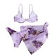 thumbnail image 2 of Conjunto de bikini de 3 piezas para mujer, teñido anudado, con aros, traje de baño y falda de playa Lila Púrpura M Lila Púrpura M Xishao ropa, 2 of 2
