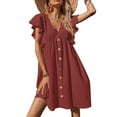 thumbnail image 2 of Ketyyh-chn99 Robe Femme Grande Taille Robe Évasée à Fleurs Robe Décontractée Mini Robe Ample Confortable à Rayures Manches Longues Longue Robe Bordeaux,TG, 2 of 5