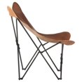 thumbnail image 2 of vidaXL Foldable Butterfly Chair Brown Real Leather, 2 of 5