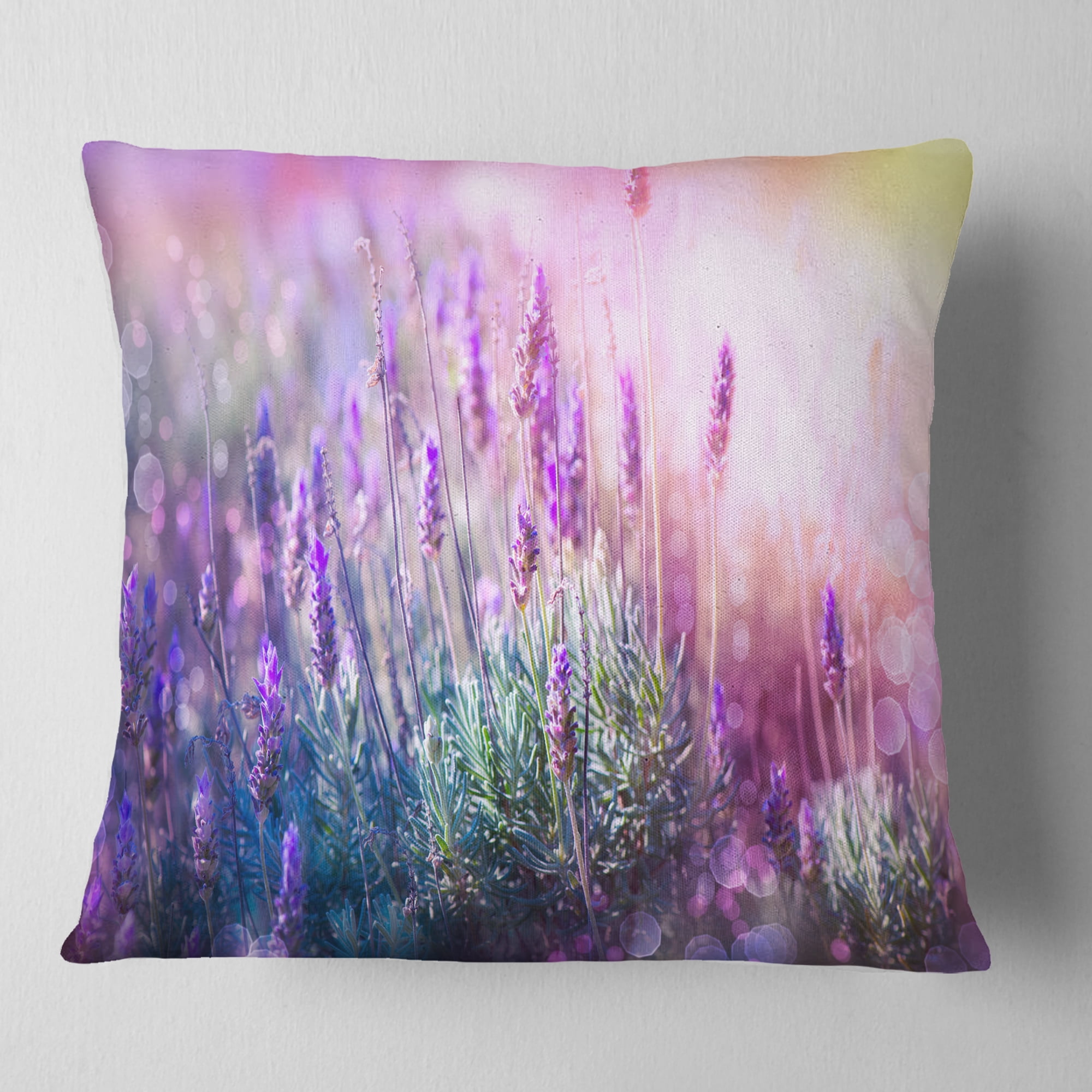 Designart Growing and Blooming Lavender - Floral Throw Pillow - 16x16