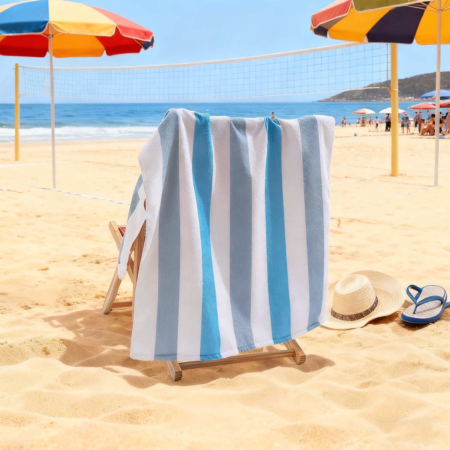 Jessy Home 4 Pack Stripe Beach Towel Sets, 30"x60" Quick-dry Sand-resistant Lightweight Soft Beach Towel for Travel, Gym
