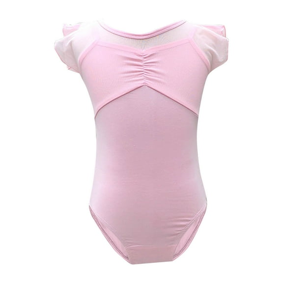purcolt Girls Leotard for Ballet and Dance, Ruffle Sleeve Hollow Out Back Mesh Gymnastics Leotards Outfits (Toddler/Little/Big Kids)