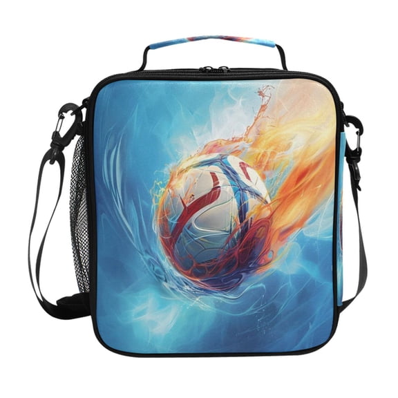 ALAZA Football with Fire Lunch Box Insulated Lunch Bag Reusable Thermal Cooler Tote School Picnic