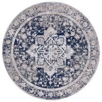 SAFAVIEH Vogue Edin Medallion Area Rug, Navy/Beige, 6'7" x 6'7" Round