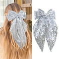 thumbnail image 2 of LIZENG Sparkly Sequin Bows for Women Girls Gold Glitter Bows with Long Tail Large Barrettes Clips Accessories for Christmas Holiday Birthday, 2 of 5