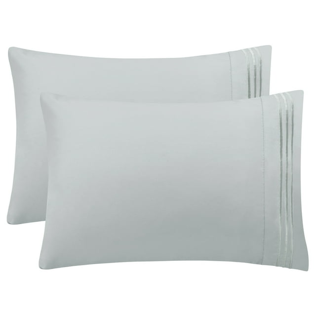 Juego de 2 Suaves Transpirables Fundas Almohadas con Bordado sin Cremallera