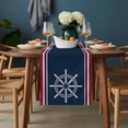 thumbnail image 2 of Navy Blue Red Stripe Table Runner - 72 Inch Long, Kitchen Dining Table Runner Dresser Scarves, Coastal Nautical Rudder Farmhouse Farmhouse Decor for Coffee Tables Wedding Party Banquet, 2 of 8