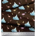 thumbnail image 2 of Soimoi Brown Heavy Canvas Fabric Feather & Flamingo Bird Print Sewing Fabric Yard 58 Inch Wide, 2 of 3