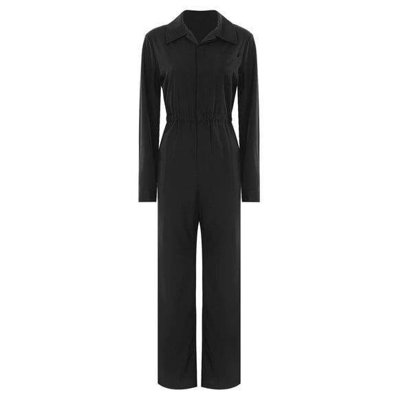 Sxiwei Work Coveralls for Women Casual Long Sleeve Full Body Overalls Jumpsuit Rompers Mechanic Workwear Black S