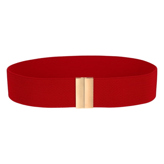 Cinturón elástico ancho Uxcell para mujeres, banda elástica vintage con hebilla de metal dorado, cinturón ancho para camisas de vestido, rojo, 26.7" a 32.7"