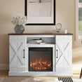 "BELLEZE 47"" Wood TV Stand with 18"" Electric Fireplace, Storage for