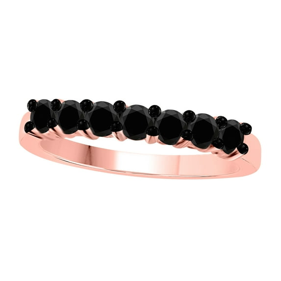 Aonejewelry 0.50 Ct. Ttw 7 Stone Black Diamond Enagement Ring In 10K Rose Gold