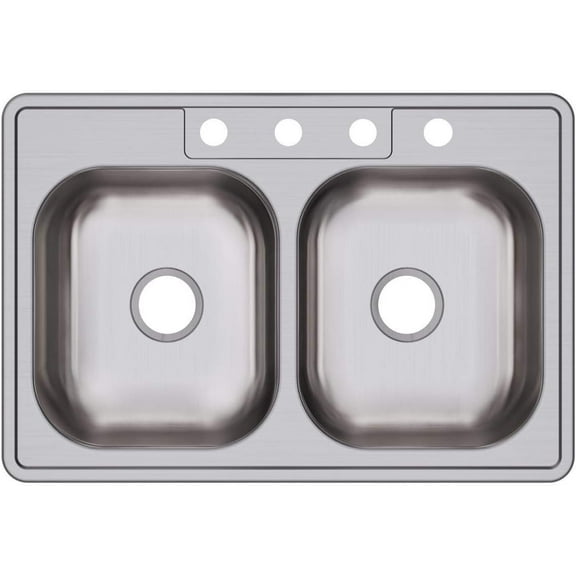 Dayton D233224 Equal Double Bowl Top Mount Stainless Steel Sink