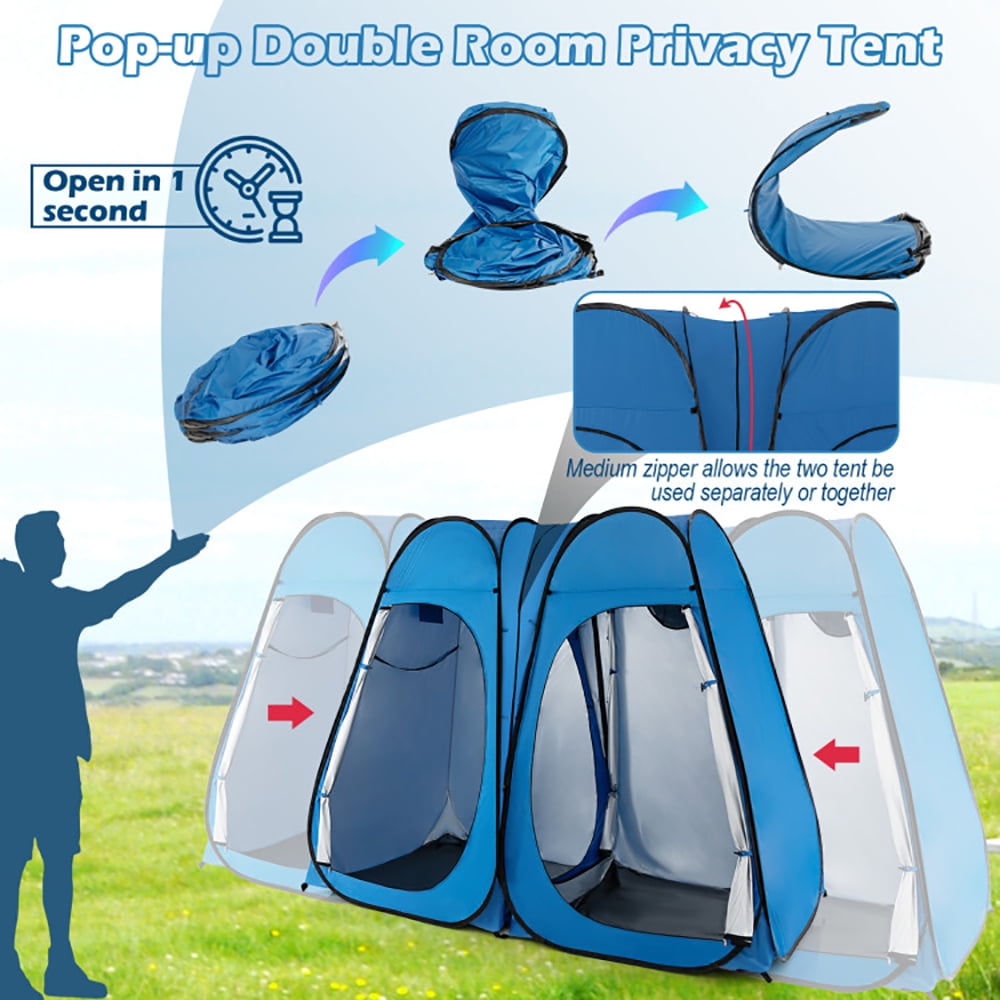 Aimee Lii Oversized Pop Up Shower Tent with Window Floor and Storage Pocket, Easy Set Up Shower Privacy Shelter, Blue