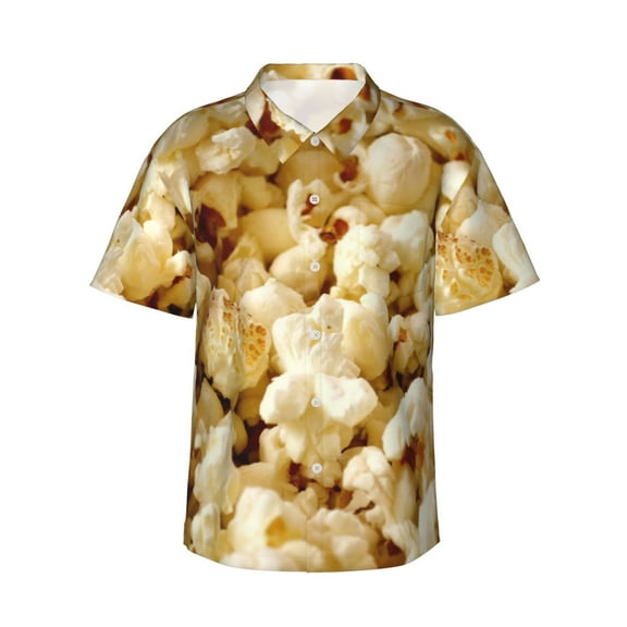 Popcorn Hawaiian Shirts For Men, Summer Short-Sleeve Relaxed-Fit Button-Down Shirts Small