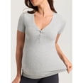thumbnail image 3 of Maternity Shirts Short Sleeve Nursing & Pregancy Tops Summer Casual T-shirts Cotton Ribbed, 3 of 5
