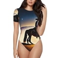 thumbnail image 1 of Balery Azure Sky Western Desert Cowboy Body de cuello redondo de manga corta para mujer Tops de manga corta Tops básicos-Small, 1 of 7