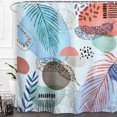thumbnail image 1 of Blue Boho Leaf Shower Curtain 72 x72 Inch with Hooks Mid Century Minimalistic Modern Abstract Waterproof Polyester Fabric Shower Curtain for Bathroom Bathtubs, Heavy Weighted Washable, 1 of 6