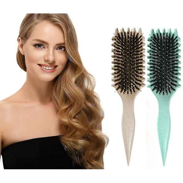 ZHAOCHENG Cepillo para rizos Bounce, nuevo cepillo definidor de rizos Bounce 2024, cepillo para el cabello con cerdas de jabalí, cepillo para peinar y desenredar
