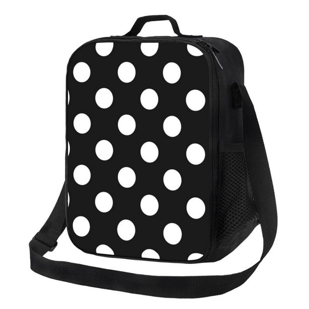 Disketp Black and White Polka Dot Bolsa Térmica Estampada para Almuerzo, Lonchera para Hombres y Mujeres Adultos