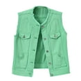 thumbnail image 2 of Frayed Denim Vest Jacket for Women Sleeveless Ripped Lapel Collar Button Up Lightweight Slim Fit Cropped Outerwear, 2 of 7