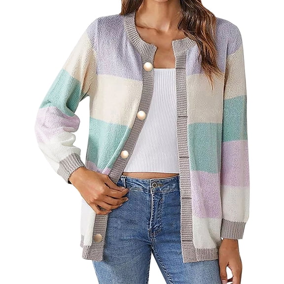 Niaviben Knit Cardigan Long Cardigans for Women Loose Cardigan Women's Cardigan Sweaters for Women Jacket Jackets for Women Trendy Purple M