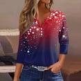thumbnail image 2 of 4th of July Womens Shirts 3/4 Sleeve T-Shirts Loose Red White and Blue Print Pullover USA 250th Anniversary Celebration Party Tops Independence Day Patriotic V Neck 1776-2026 Blouses Dark Blue S, 2 of 5