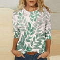 thumbnail image 2 of Women's Saint Vintage Casual Round Neck 3/4 Sleeve T-shirt Loose Top(Army Green,L), 2 of 5