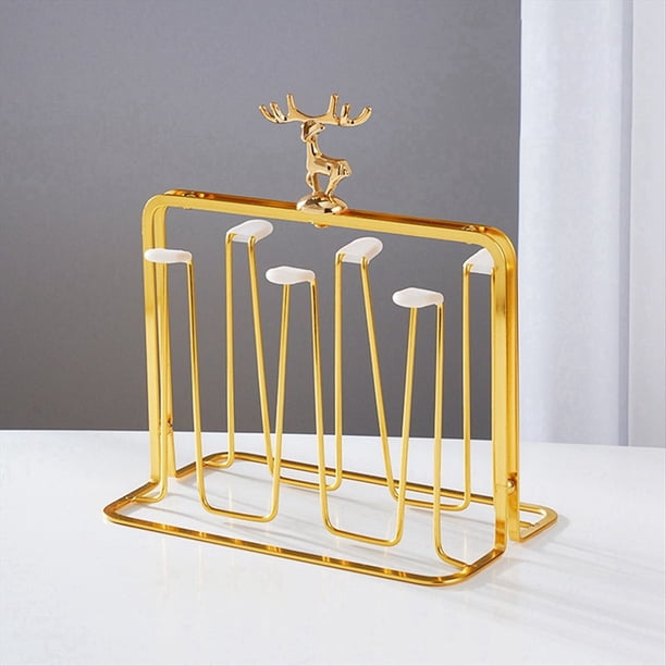 Juego de Portavasos de Hierro con Diseño de Nórdico, Soporte para Vasos, Escurridor, Bandeja de Vidrio Al Revés