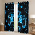 thumbnail image 2 of Manfei Neon Blue Gamepad Black Out Curtains for Boys, Honeycomb Abstract Curtains Pack of 2 (42x63 Each), Mystic Glitter Galaxy Bedroom Curtains, Window Curtains Decor, 2 of 6