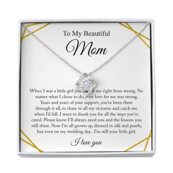 To My Beautiful Mom Mother Jewelry Necklace, A Meaningful Necklace Perfect For Anniversaries, Birthdays, Valentine V6980, White Love Knot Necklace