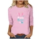 thumbnail image 1 of Mujeres 3/4 Manga Tops Impresión Casual Cuello Redondo Camiseta Top Blusa, Poliéster Toda la Temporada, 1 of 4