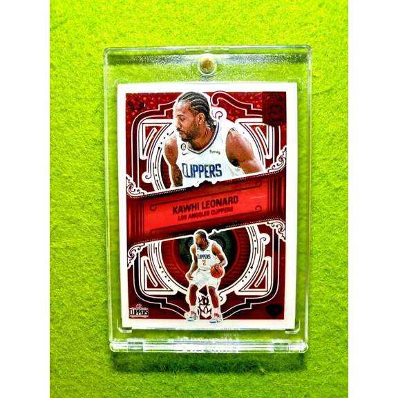 Kawhi Leonard WHITE SPARKLE PRIZM Asia Red Clear Card SSP 2022 Panini Elite Deck